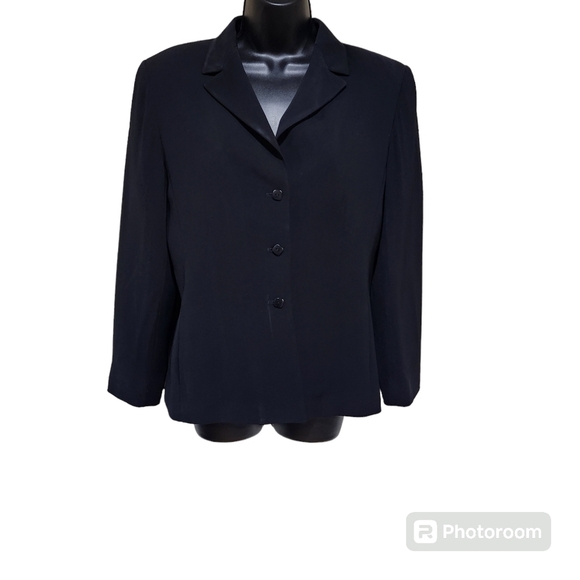 Kasper Vintage Womens Black 3 Button Single Breasted w/PocketsSuit Coat Size 10P - Picture 1 of 7